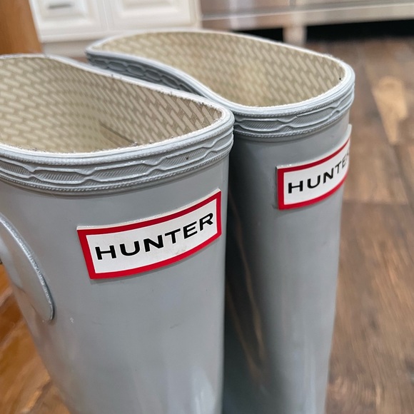 Hunter Tall Grey Rain Boots Wm 7 - Picture 7 of 7